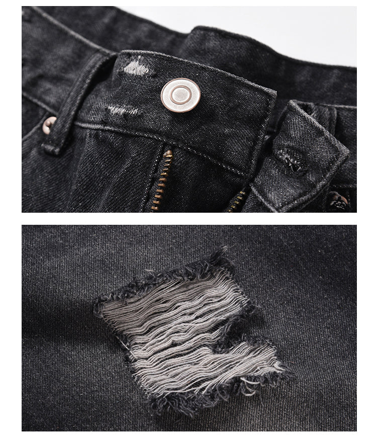 IAC | Dark blue distressed denim shorts