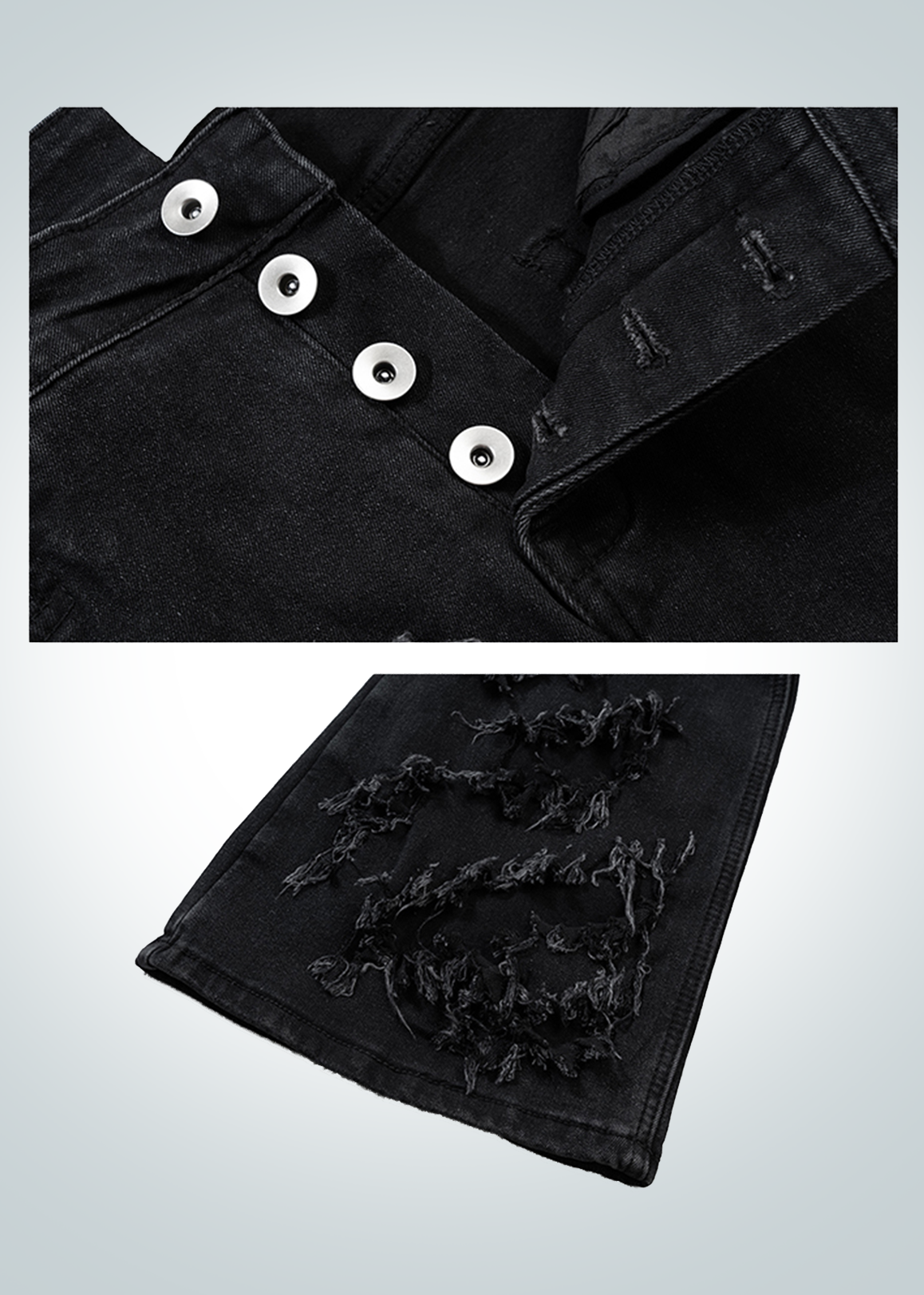 IAC | Destroyed and frayed thread flare leg denim