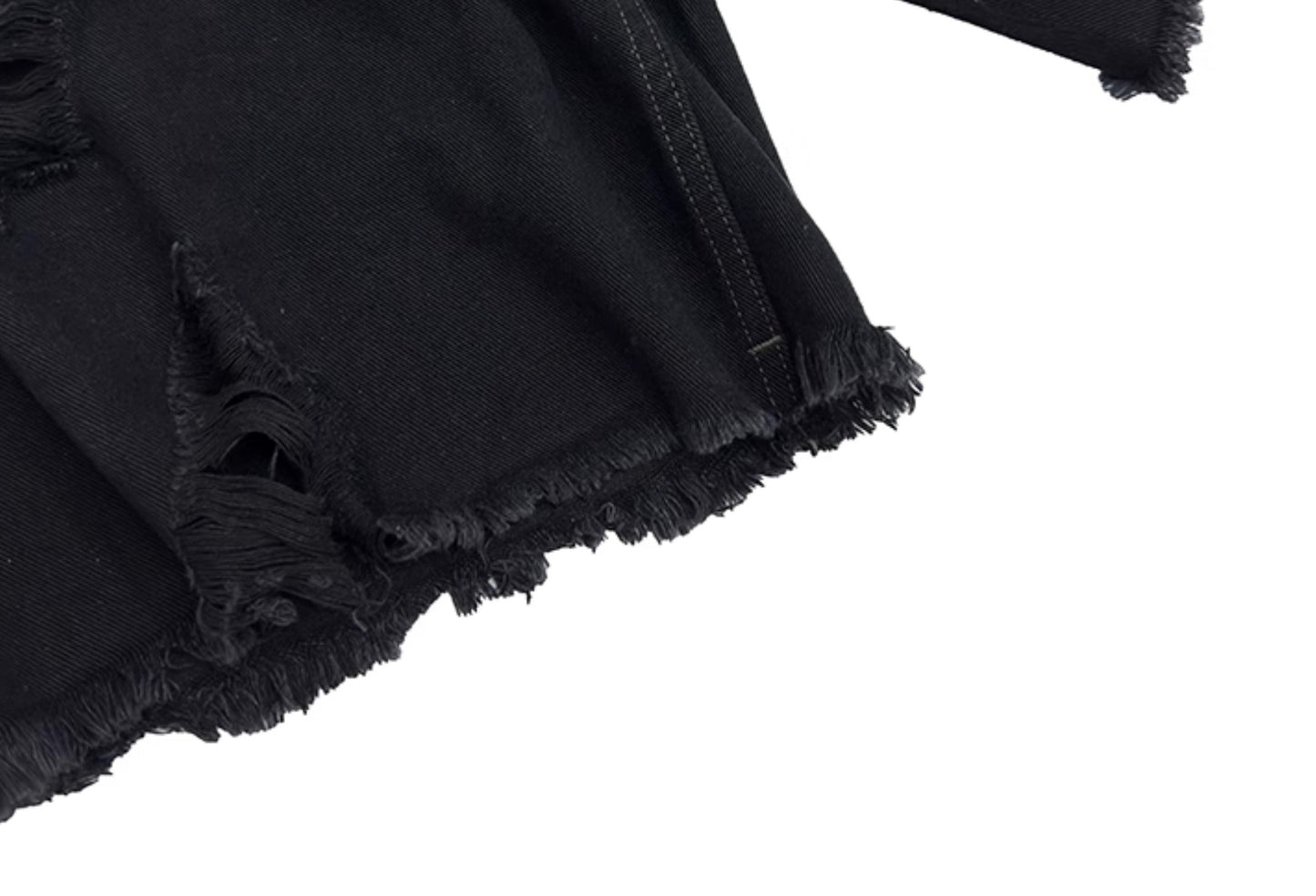 IAC | Double-edged sword black distressed denim shorts