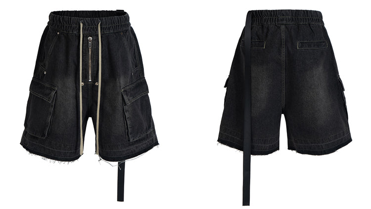 IAC | BACKR00MS dark washed cargo shorts