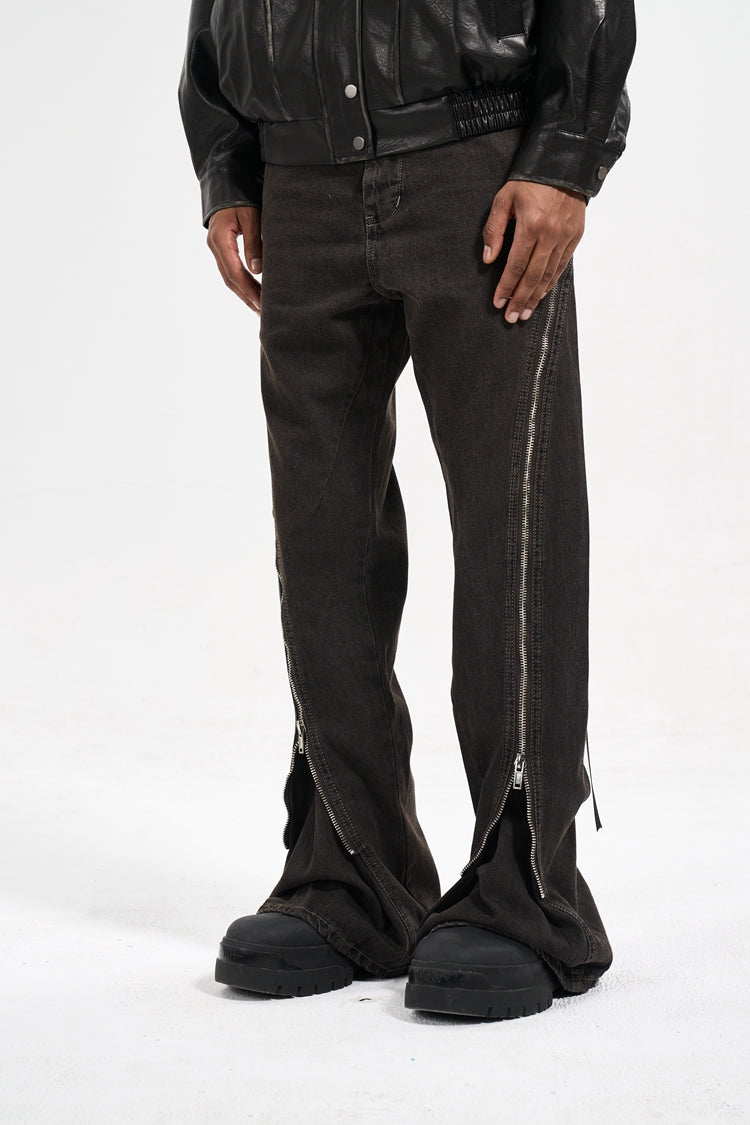 IAC | Full zipper flared denim