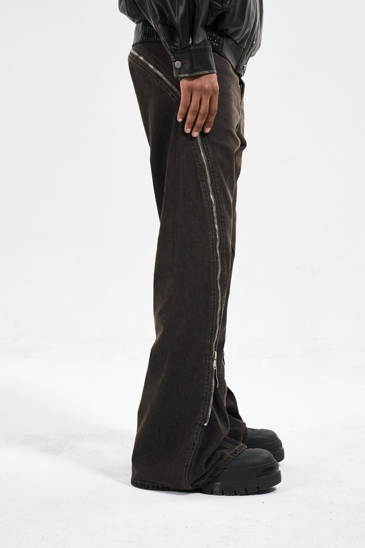 IAC | Full zipper flared denim