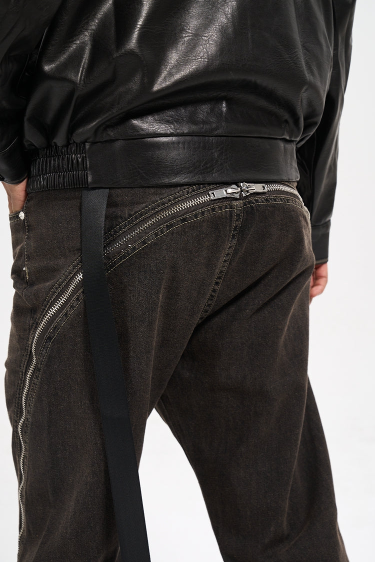 IAC | Full zipper flared denim