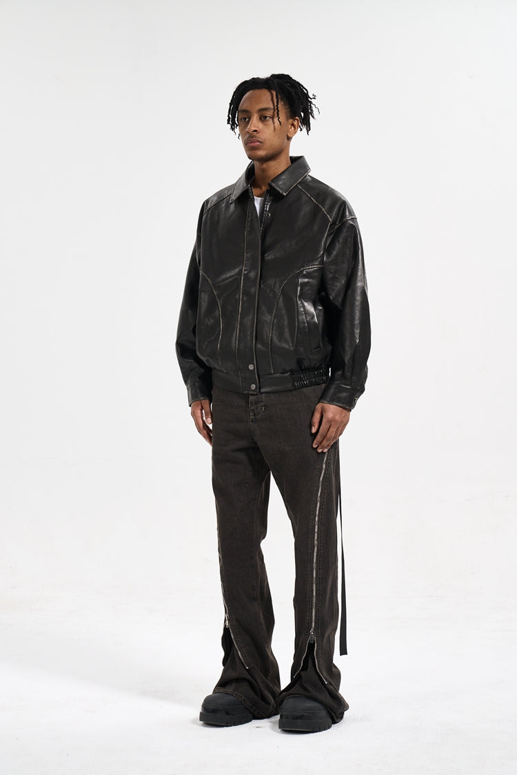 IAC | Full zipper flared denim