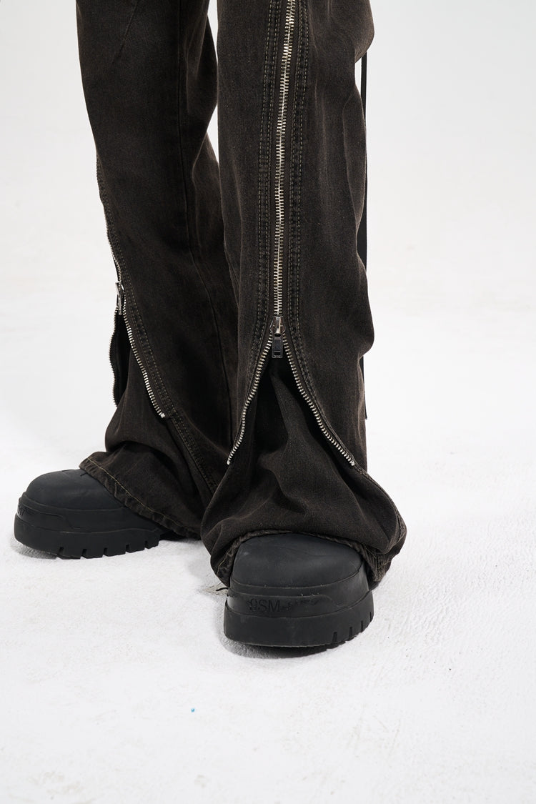 IAC | Full zipper flared denim