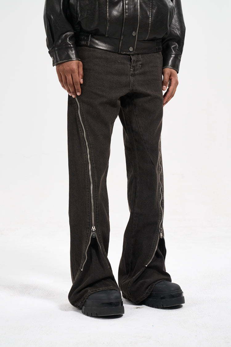 IAC | Full zipper flared denim