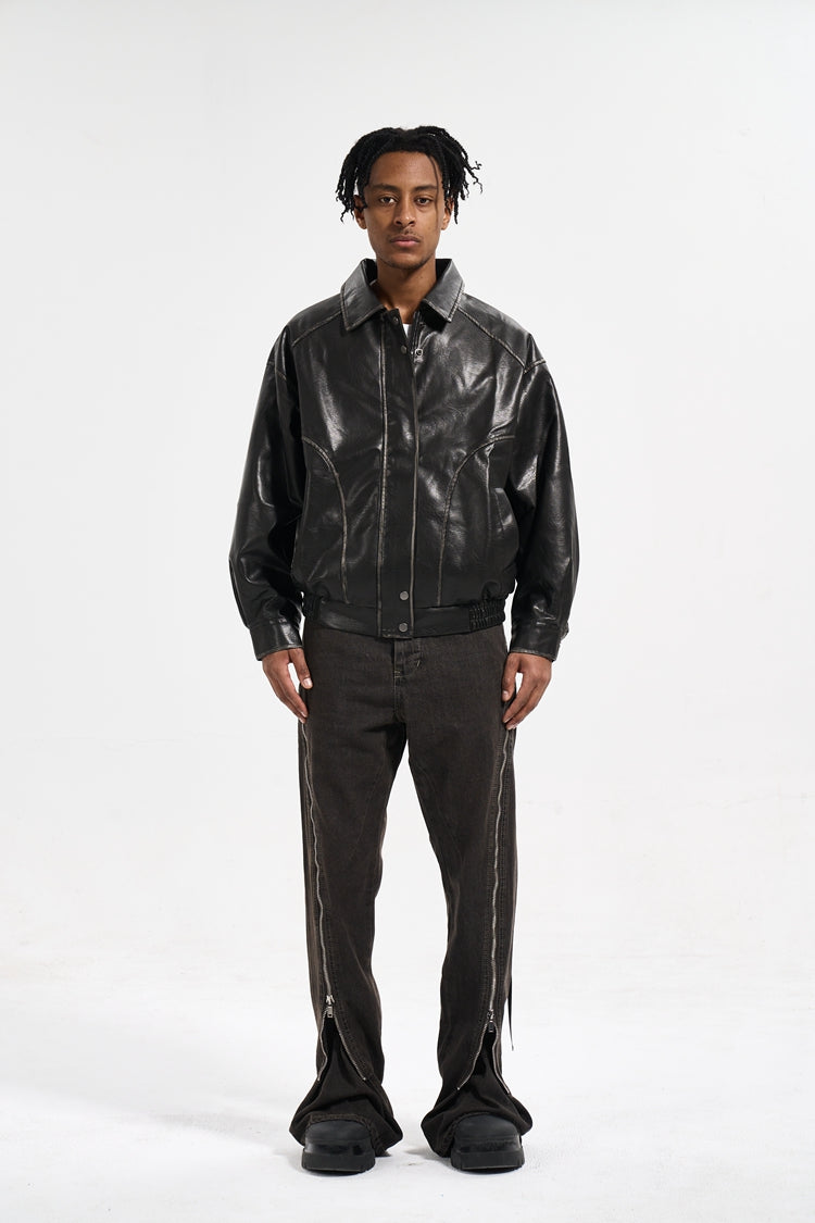 IAC | Full zipper flared denim