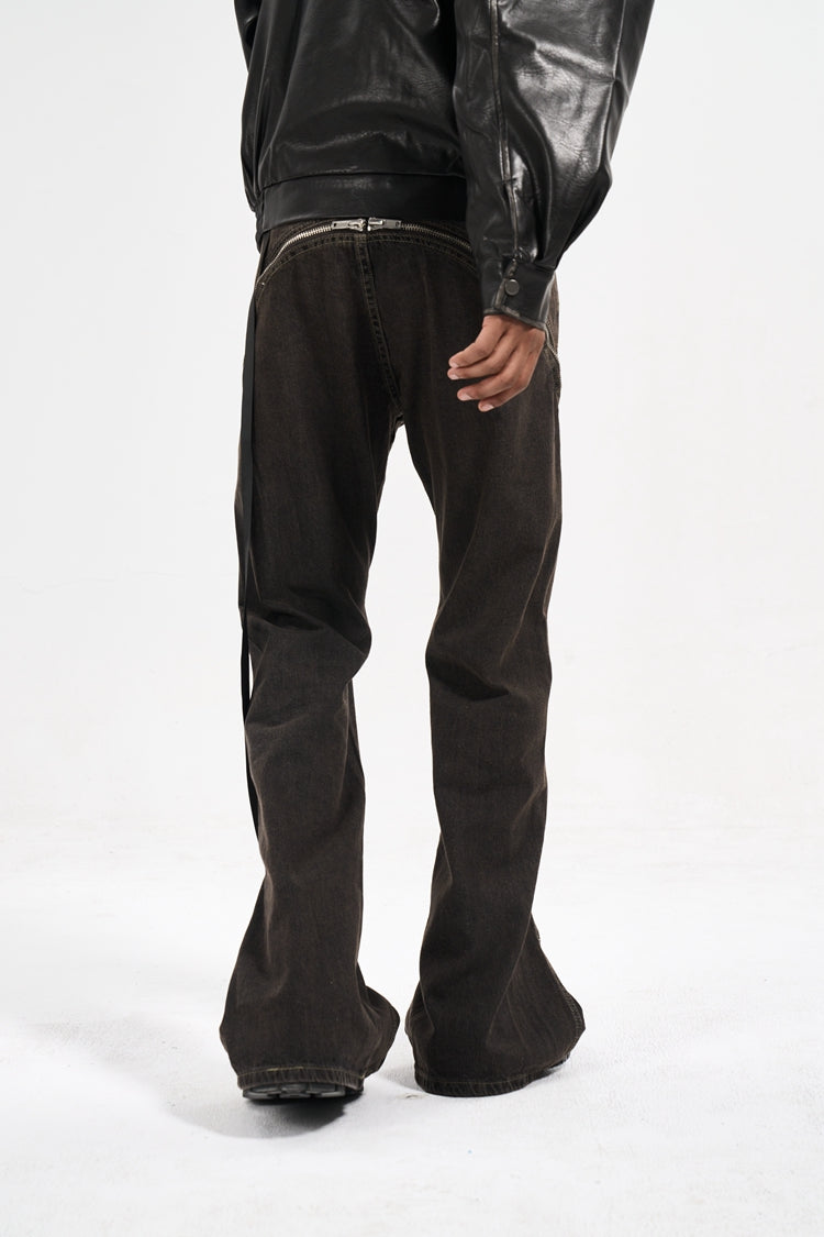 IAC | Full zipper flared denim