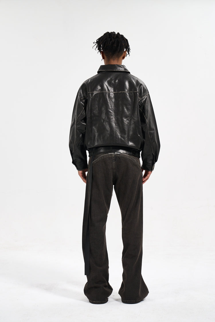 IAC | Full zipper flared denim