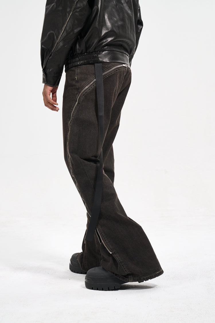 IAC | Full zipper flared denim