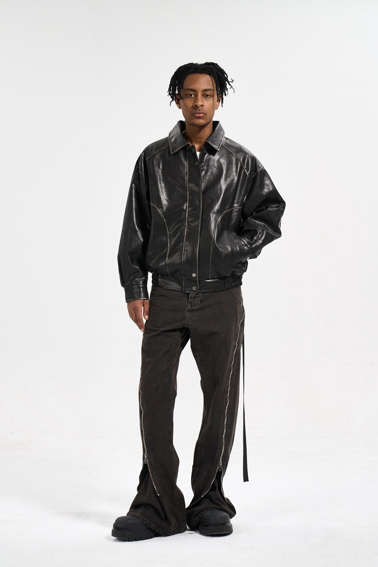 IAC | Full zipper flared denim