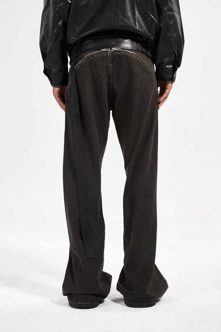 IAC | Full zipper flared denim