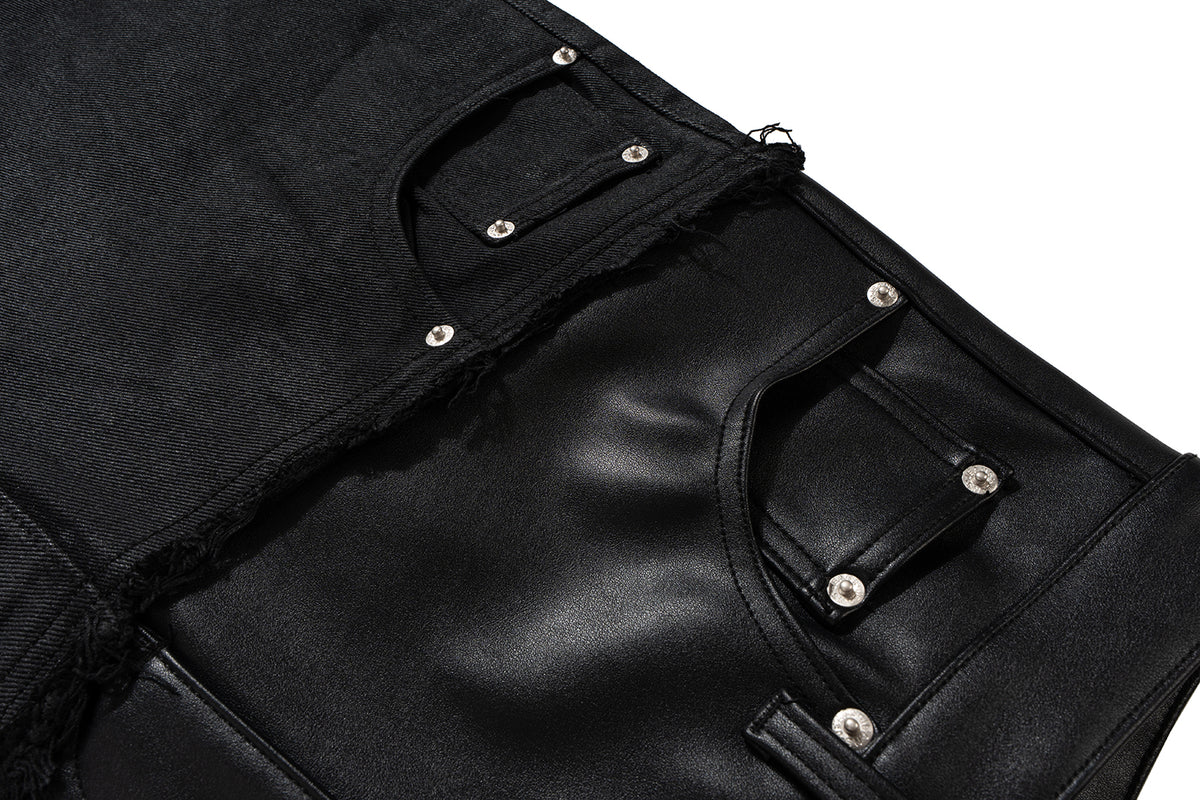 IAC | DOUBLE BLACK DENIM LEATHER JEANS