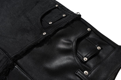 IAC | DOUBLE BLACK DENIM LEATHER JEANS