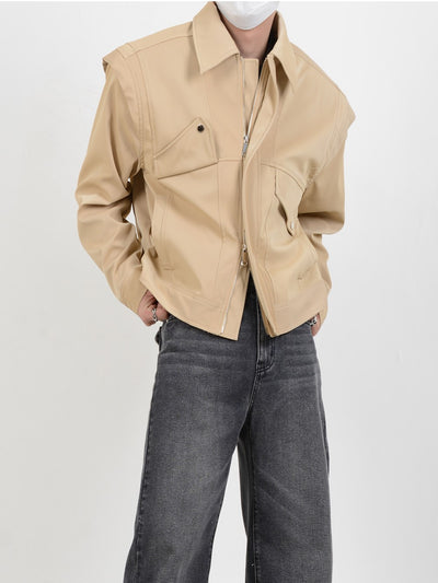 IAC | Jacket with padded PU leather shoulder