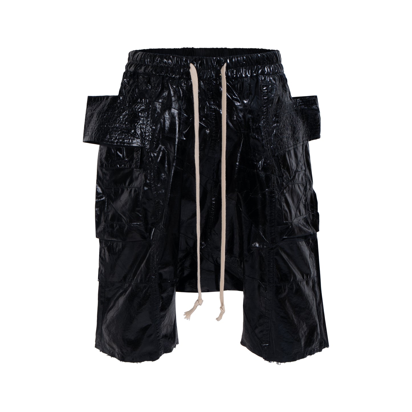 IAC | LEATHER EFFECT DARK CREATCH SHORTS
