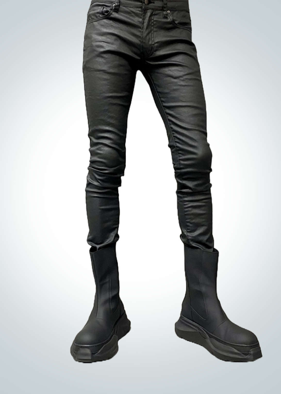 IAC | Black leather skinny slim stretch pants