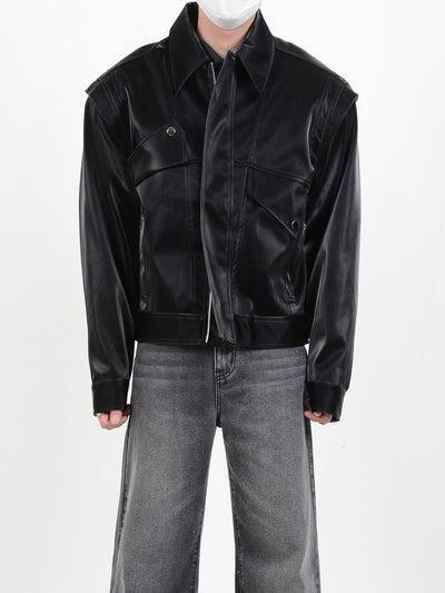 IAC | Jacket with padded PU leather shoulder