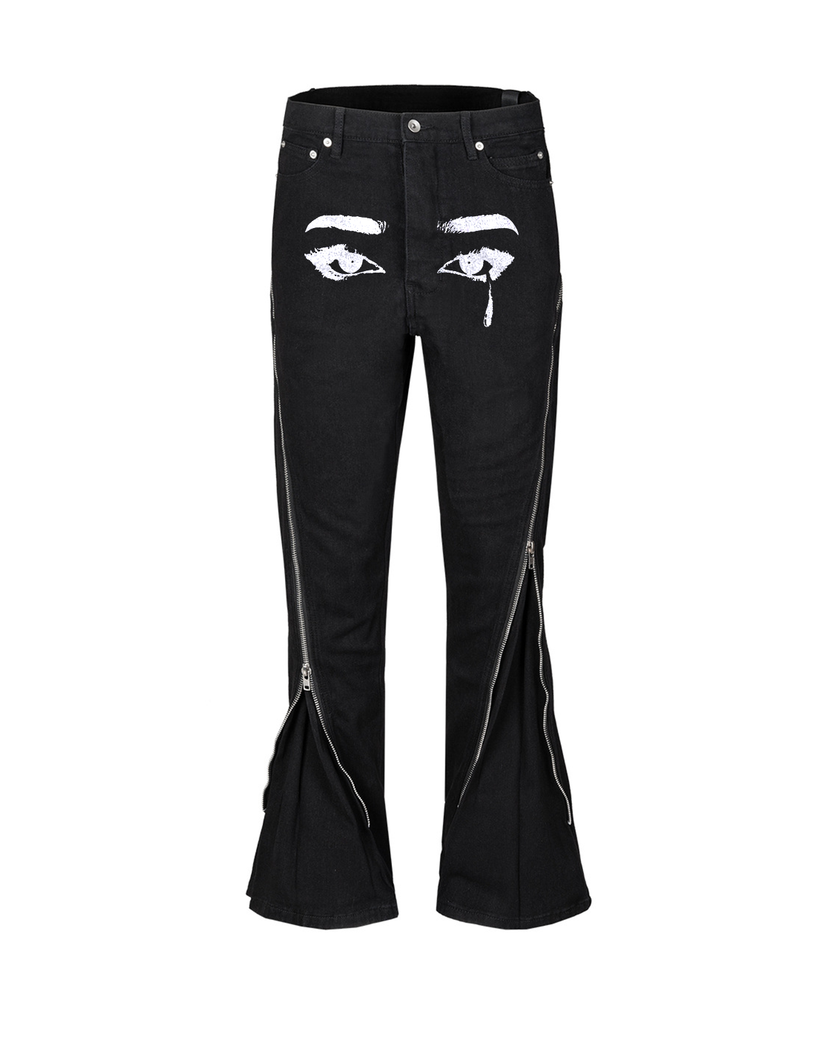 IAC | Full zipper flared denim