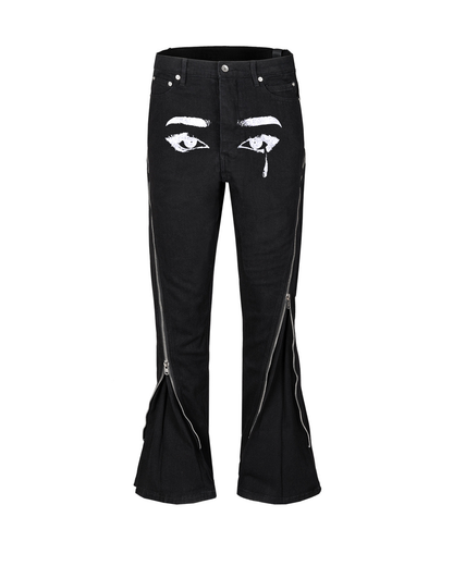 IAC | Full zipper flared denim