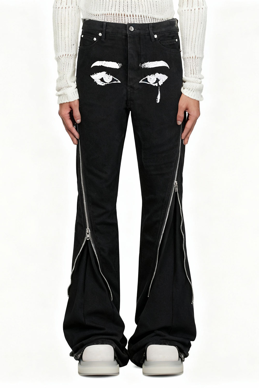 IAC | Full zipper flared denim