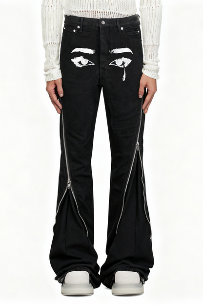 IAC | Full zipper flared denim