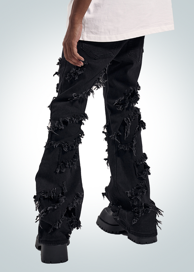 IAC | Black Jeans flared con cuciture a spirale 