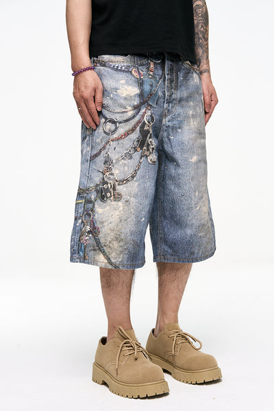 IAC | Damned chain denim loose shorts