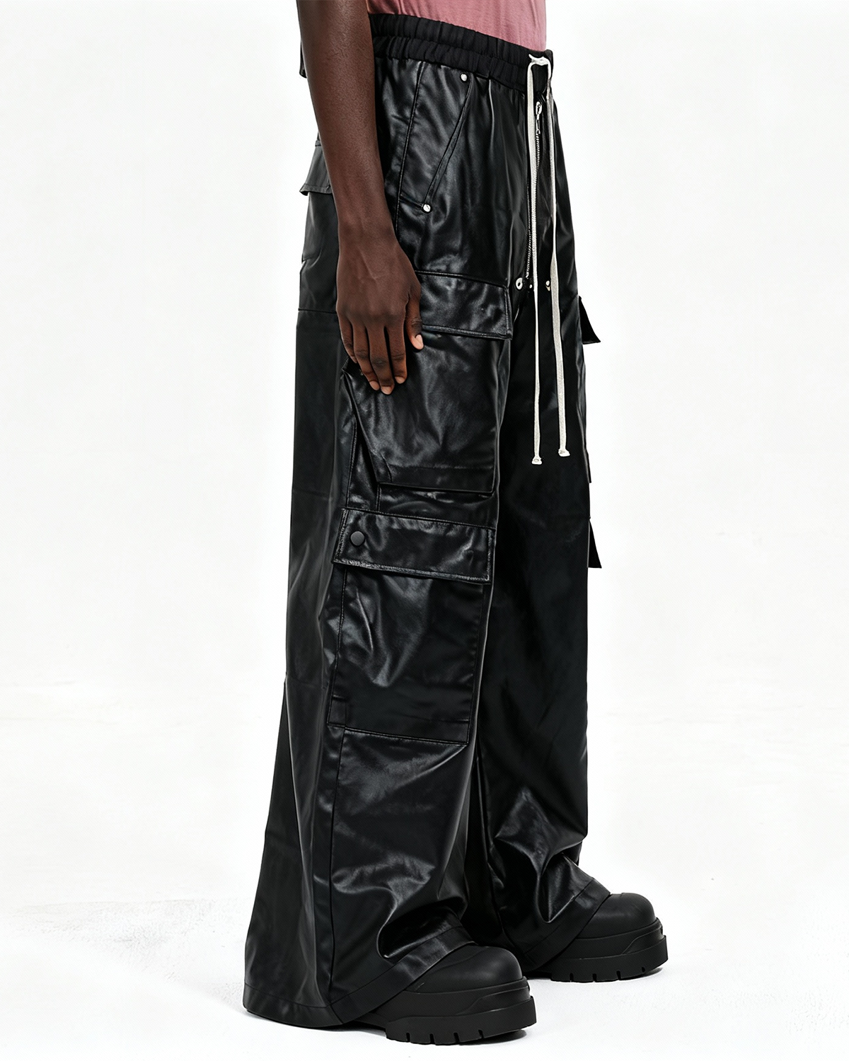 IAC | Black OO leather cargo pants