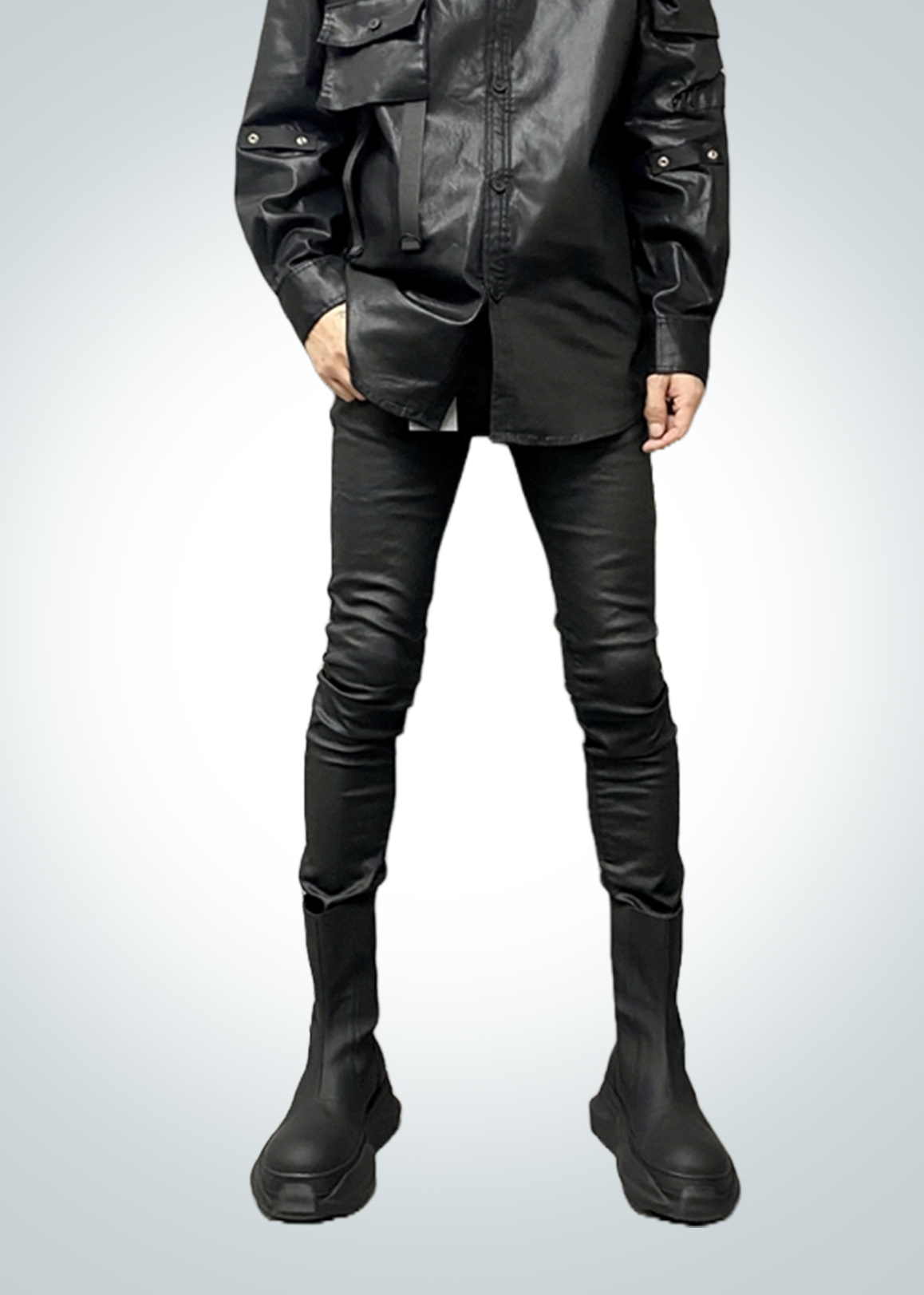 IAC | Black leather skinny slim stretch pants