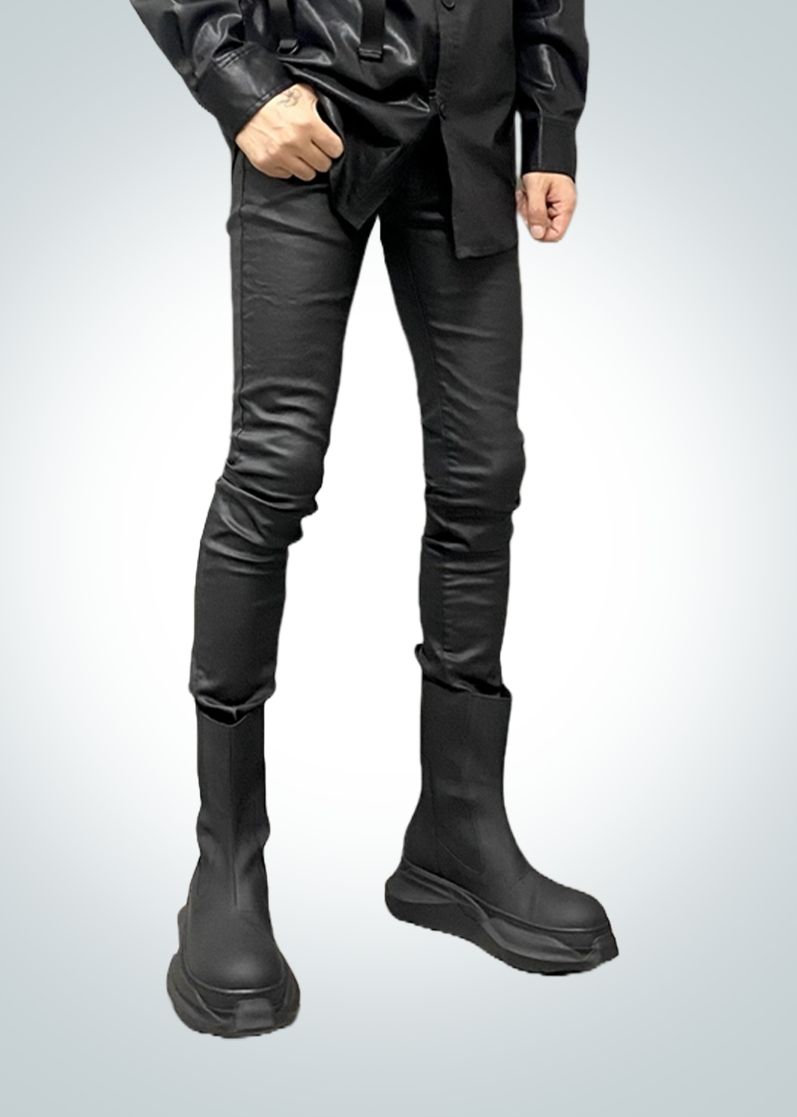 IAC | Black leather skinny slim stretch pants