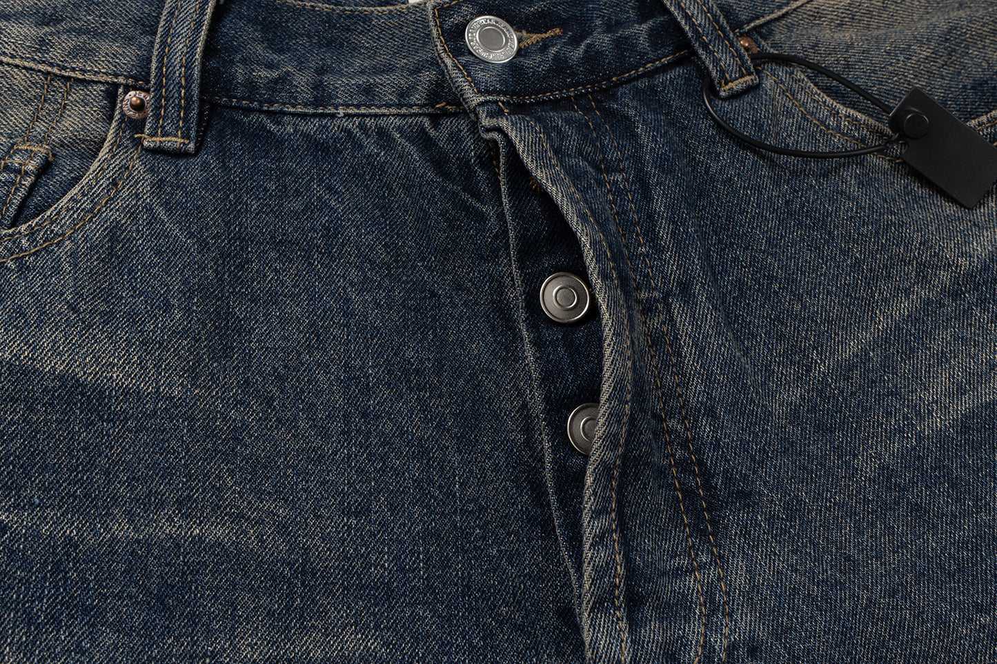 IAC | BLACK LEATHER POCKET BAGGY JEANS