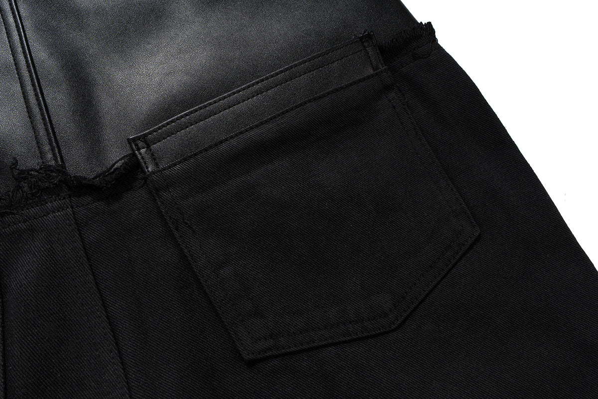 IAC | DOUBLE BLACK DENIM LEATHER JEANS