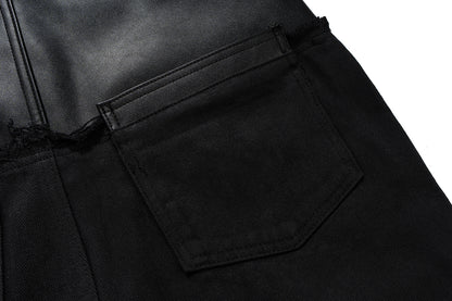 IAC | DOUBLE BLACK DENIM LEATHER JEANS