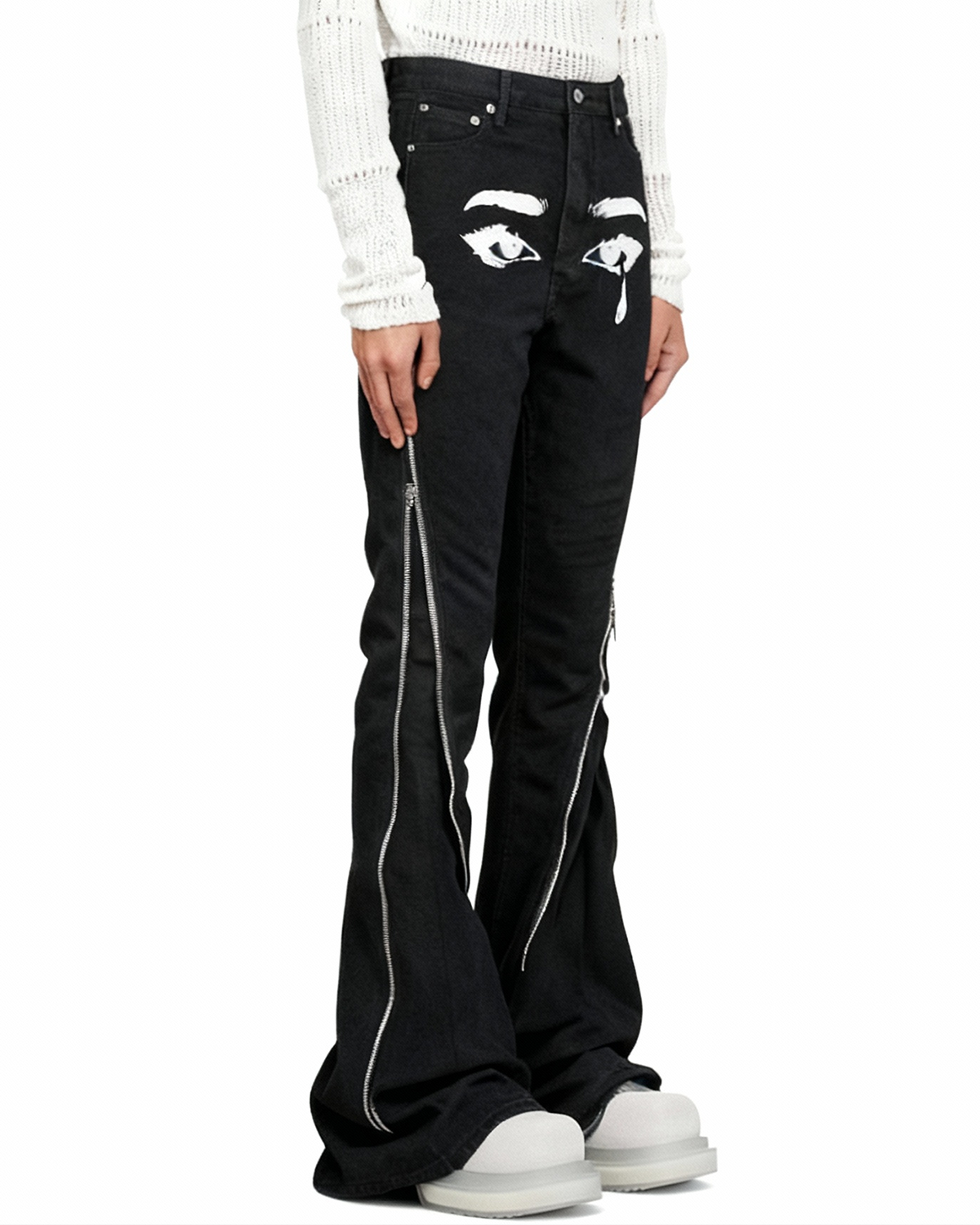 IAC | Full zipper flared denim