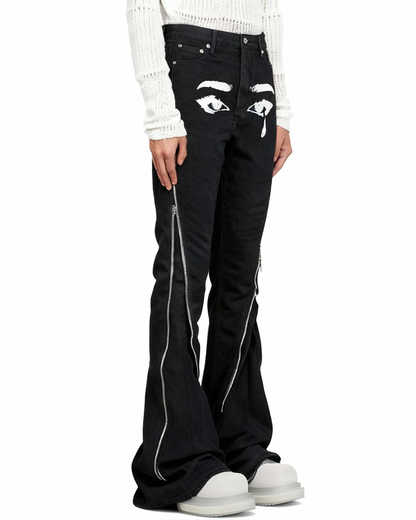 IAC | Full zipper flared denim