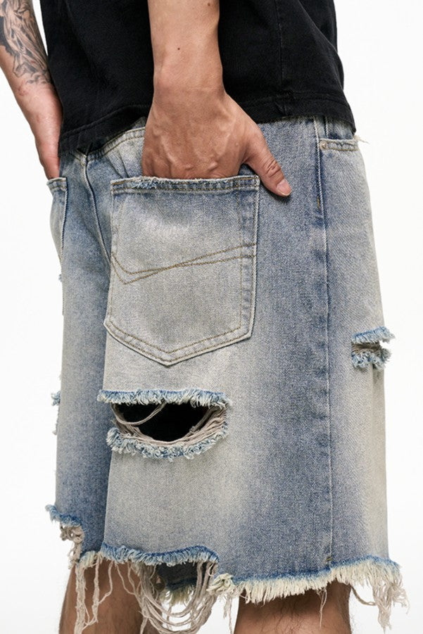 IAC | Distressed denim loose shorts