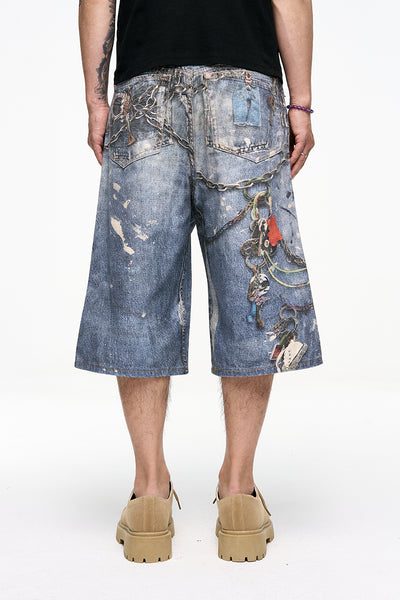 IAC | Damned chain denim loose shorts