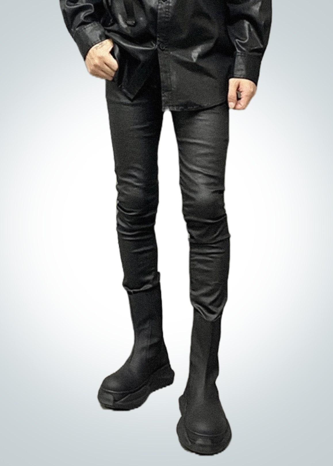 IAC | Black leather skinny slim stretch pants