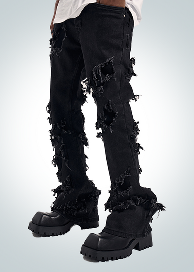 IAC | Black Jeans flared con cuciture a spirale 