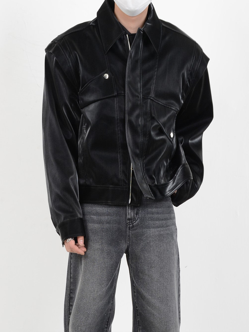 IAC | Jacket with padded PU leather shoulder