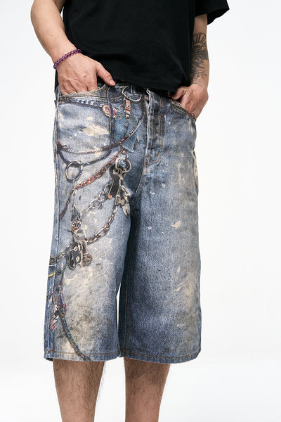 IAC | Damned chain denim loose shorts