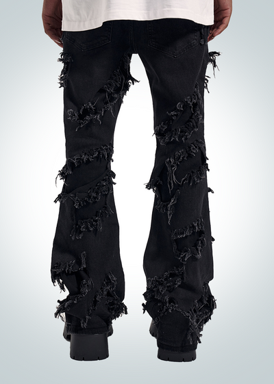 IAC | Black Jeans flared con cuciture a spirale 