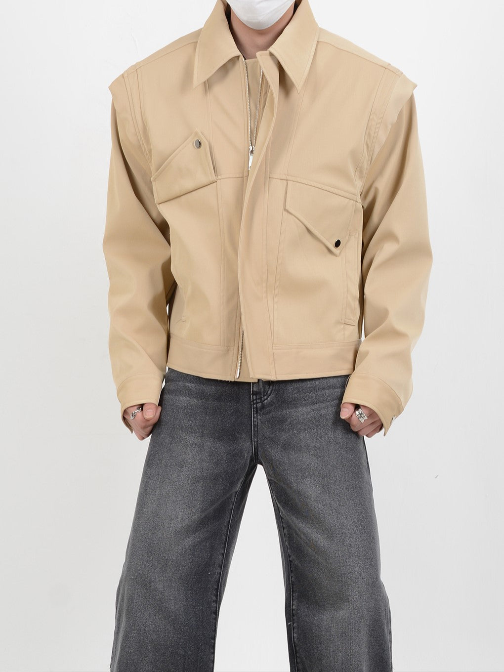 IAC | Jacket with padded PU leather shoulder