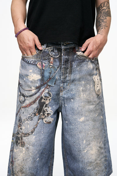IAC | Damned chain denim loose shorts