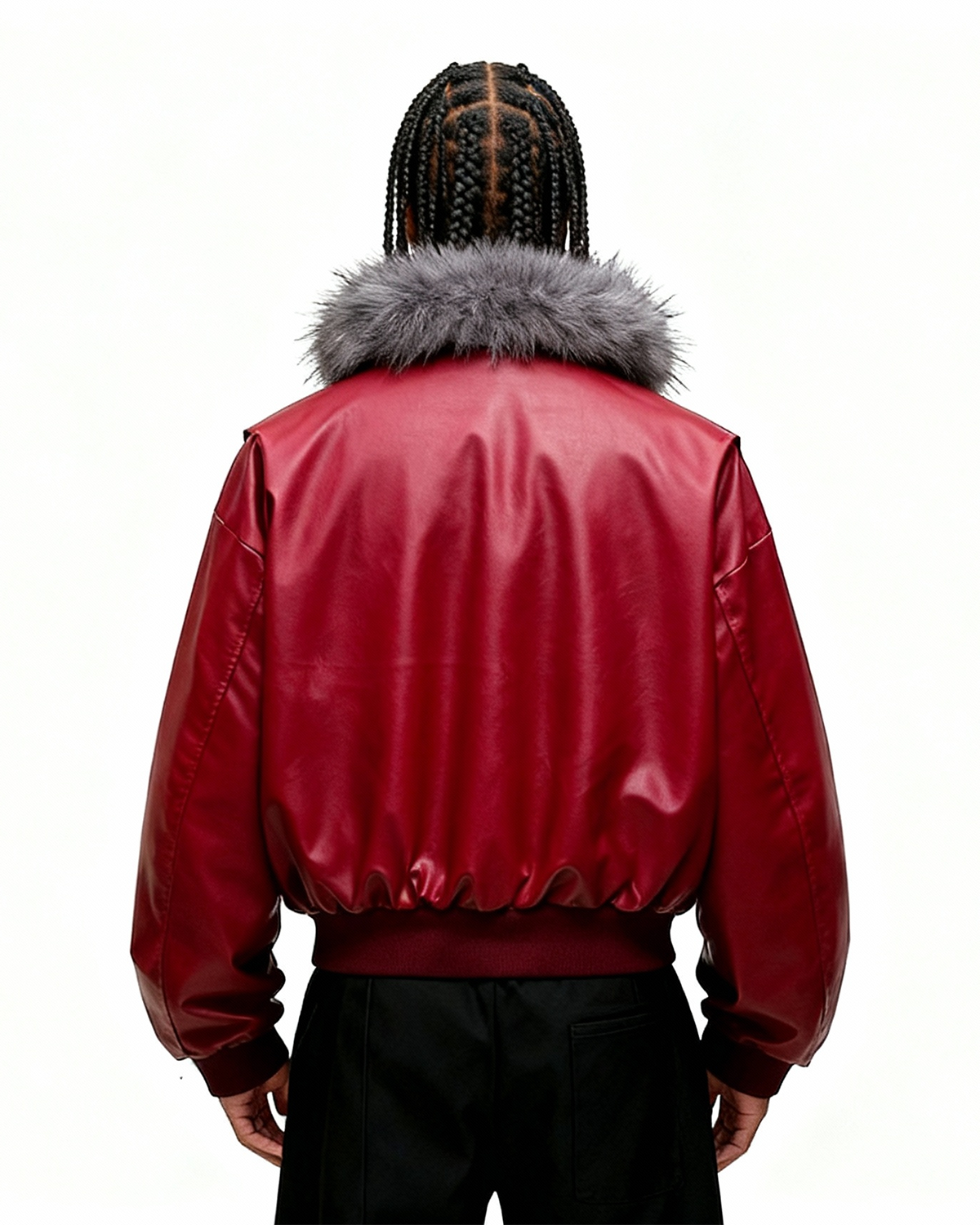 IAC | Red Heart leather fur bomber