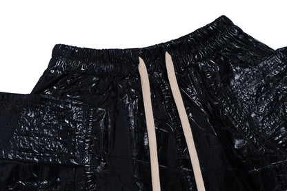 IAC | LEATHER EFFECT DARK CREATCH SHORTS