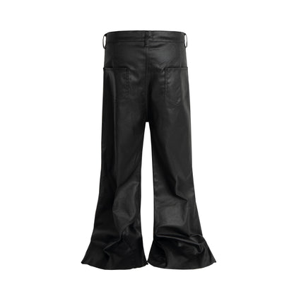 IAC | KNEE ZIPPER LOOSE PANTS (LEATHER EFFECT)
