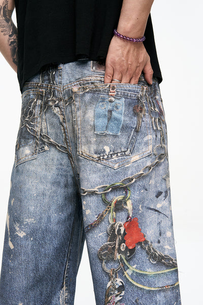 IAC | Damned chain denim loose shorts