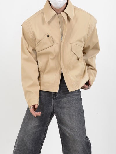 IAC | Jacket with padded PU leather shoulder